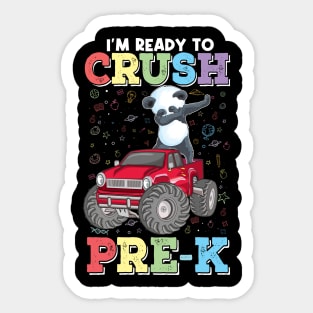 1st day of Pre-K Dabbing Panda Monster Truck Back to School Sticker